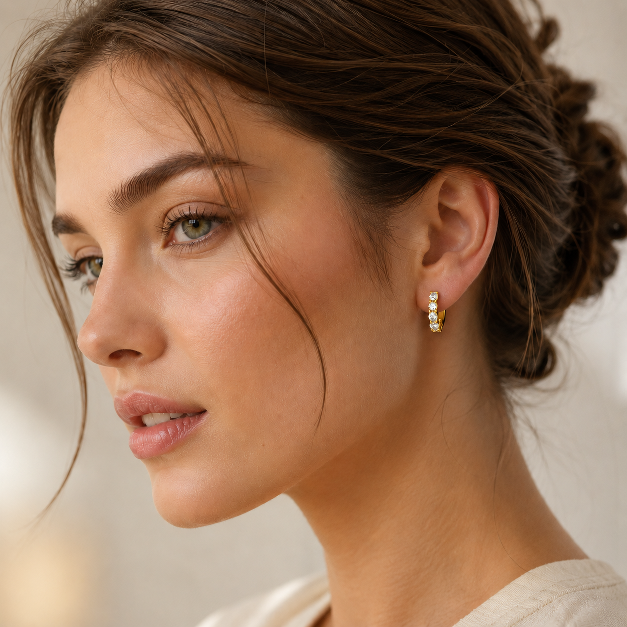 Five Stone Moissanite Hoop Earrings