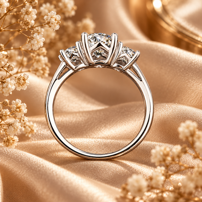 2ct Round Brilliant Moissanite Trilogy Engagement Ring