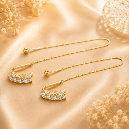 Moissanite Threader Chain Earrings