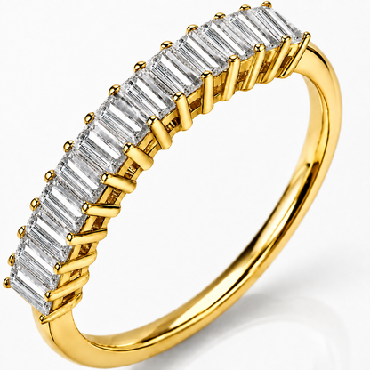 1ct Emerald Cut Moissanite Half-Eternity Wedding Band