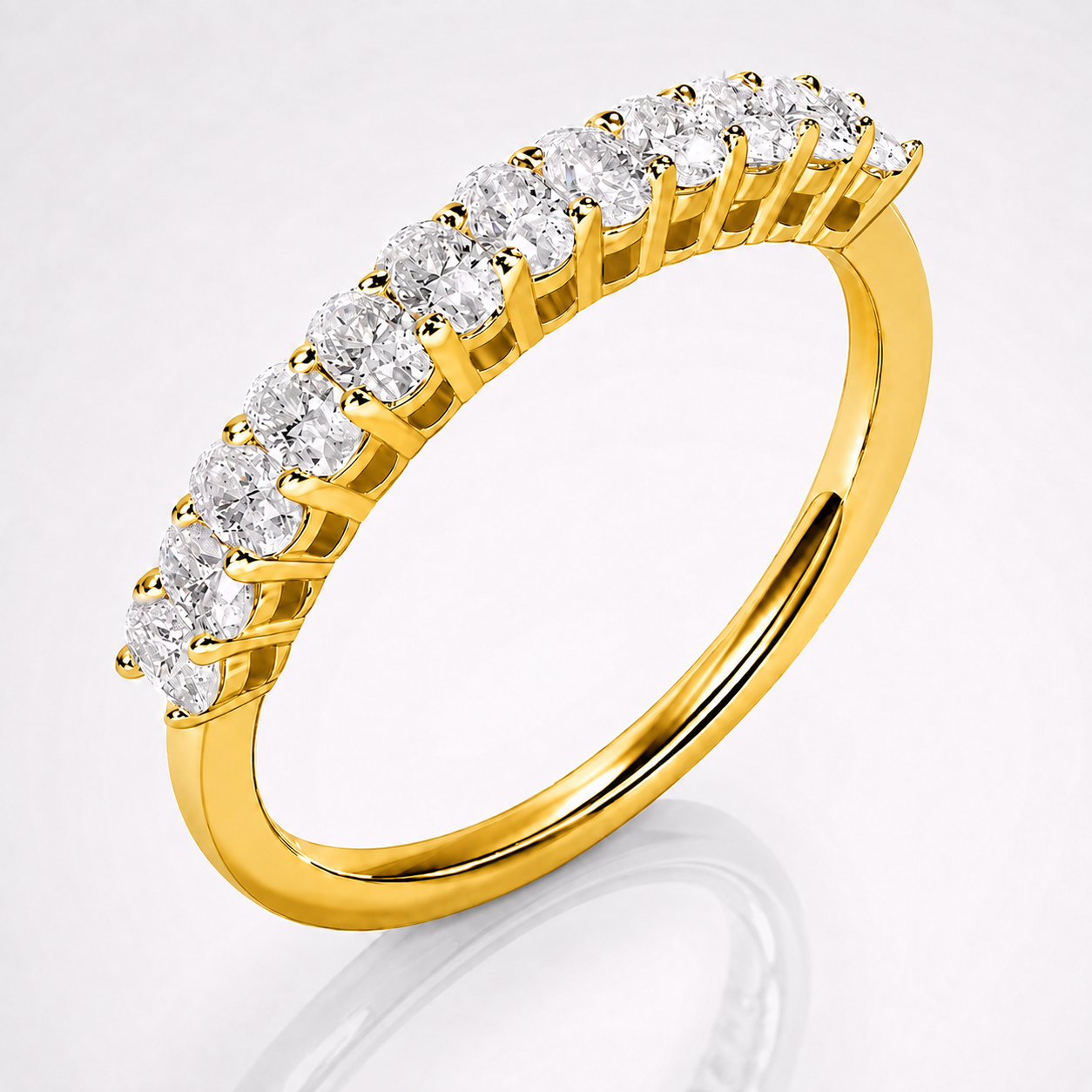 1ct Oval Cut Moissanite Half-Eternity Wedding Band