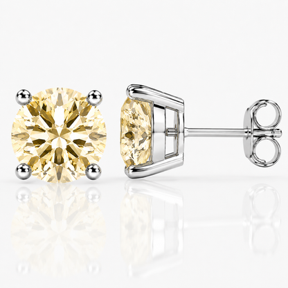 Four Prong Moissanite Solitaire Stud Earrings