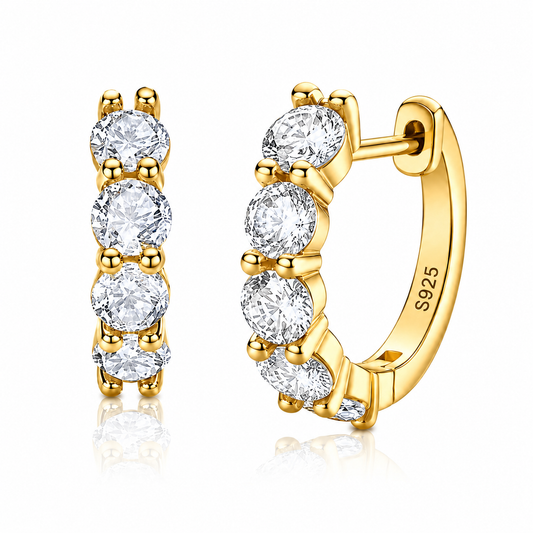 Five Stone Moissanite Hoop Earrings