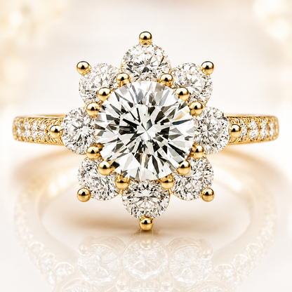 Sunflower Moissanite Engagement Ring