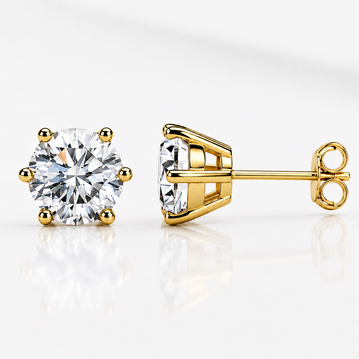 Round Brilliant Moissanite Stud Earrings – Classic Solitaire Earrings