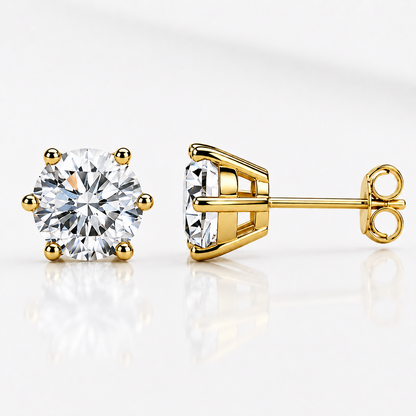 Round Brilliant Moissanite Stud Earrings – Classic Solitaire Earrings