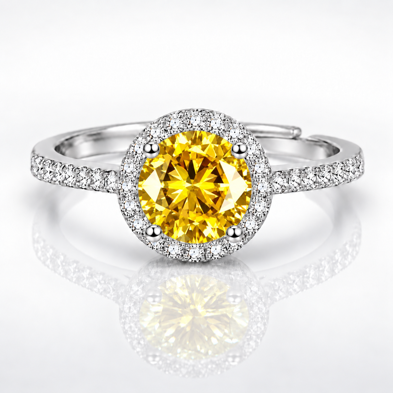 1ct Adjustable Coloured Moissanite Halo Engagement Ring