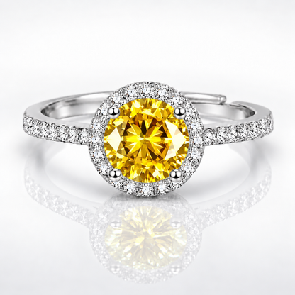 1ct Adjustable Coloured Moissanite Halo Engagement Ring