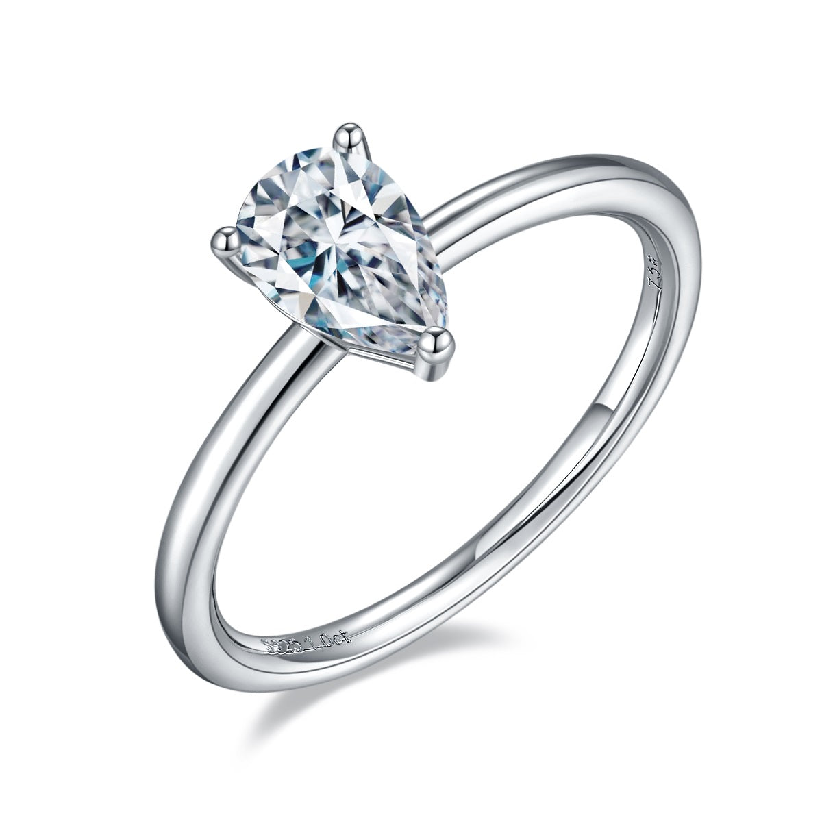 Dazzling Delights Pear Cut Solitaire Moissanite Engagement Ring